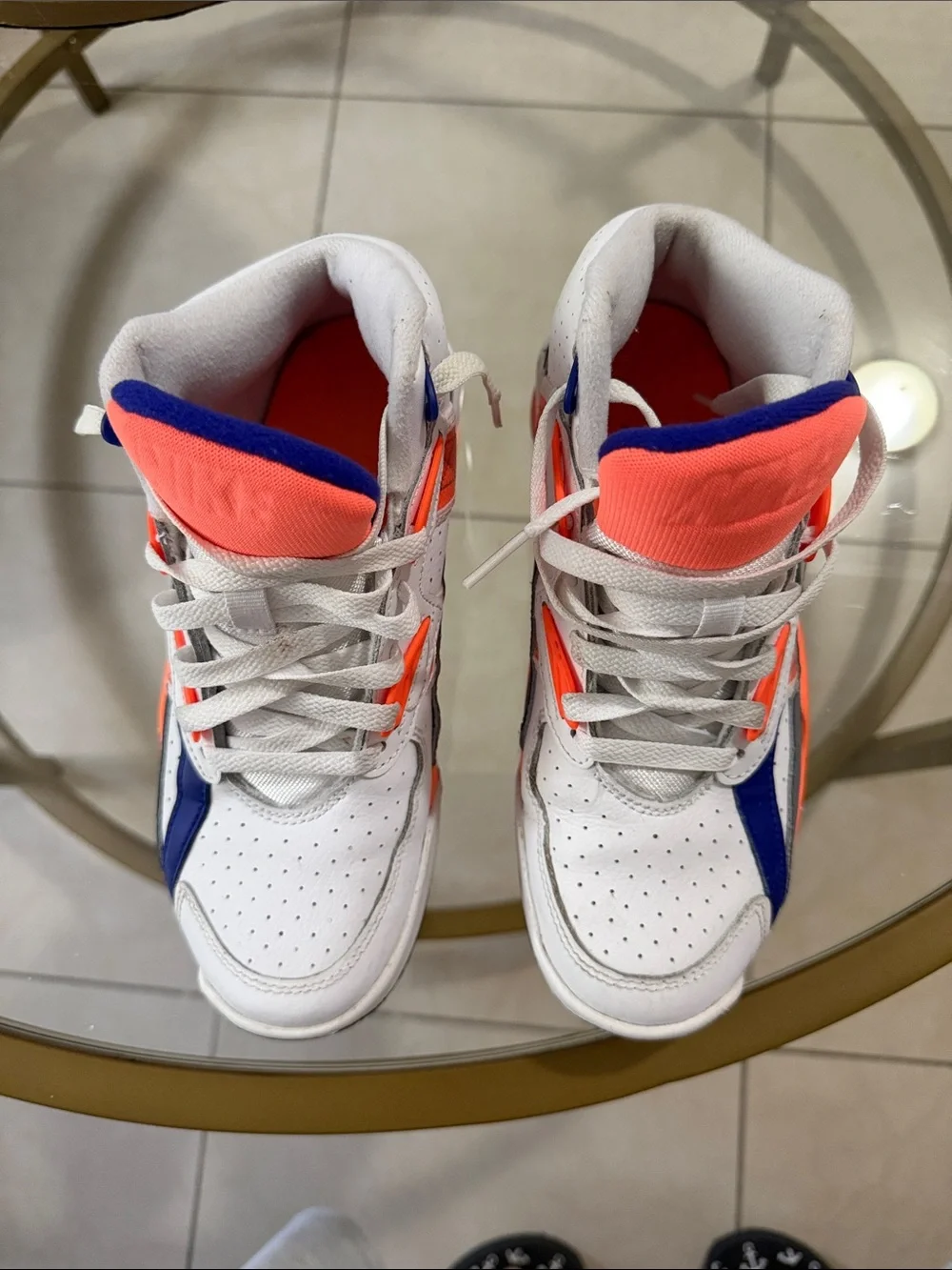 Nike Kids White Neon Orange & Blue High-Top Sneakers